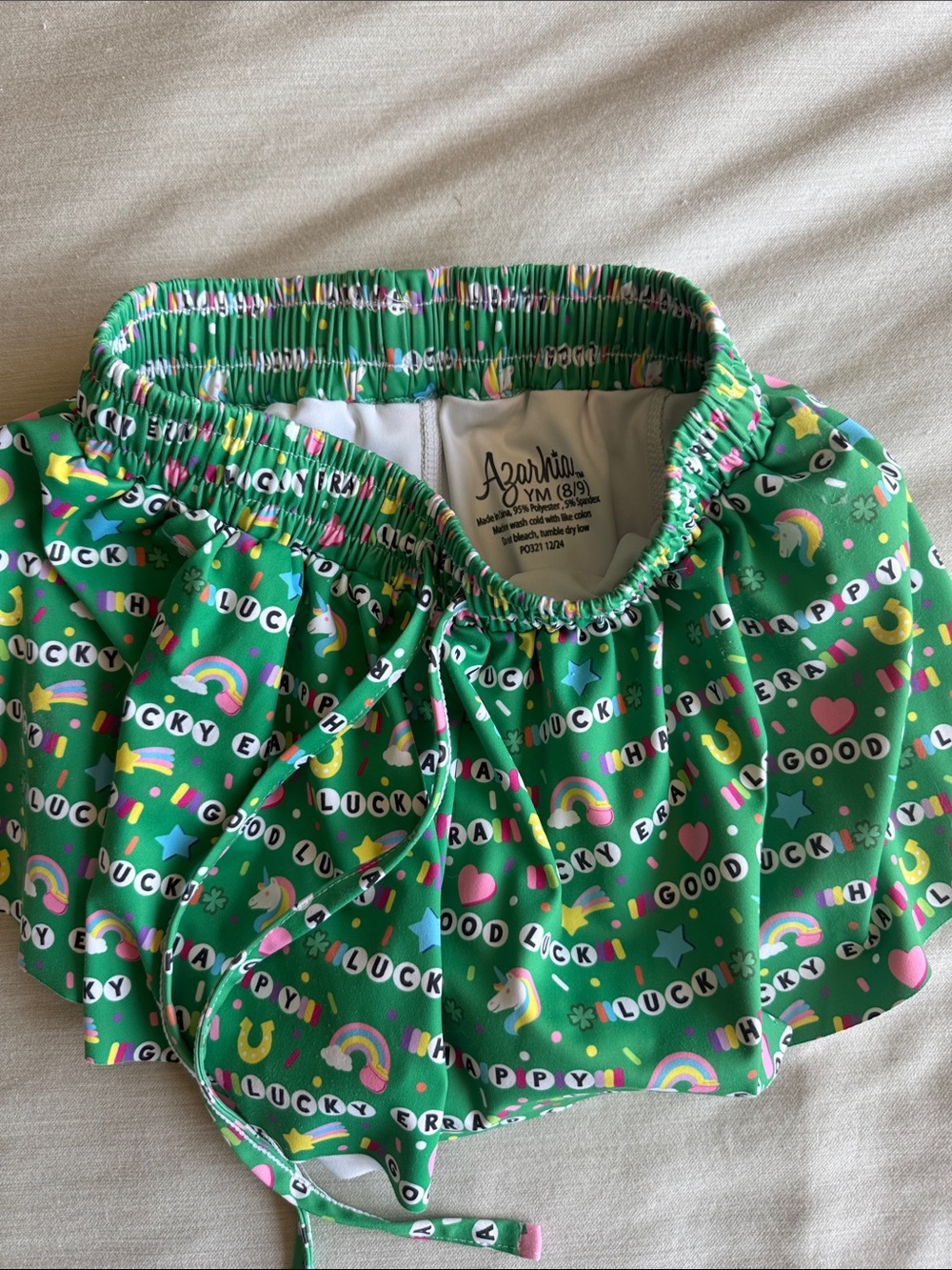 Azarhia Green Lucky Print Girls' Shorts